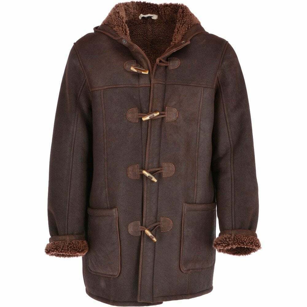 Duffle Coat Brown Ginger Shearling Leather Jacket – Echelon Leather